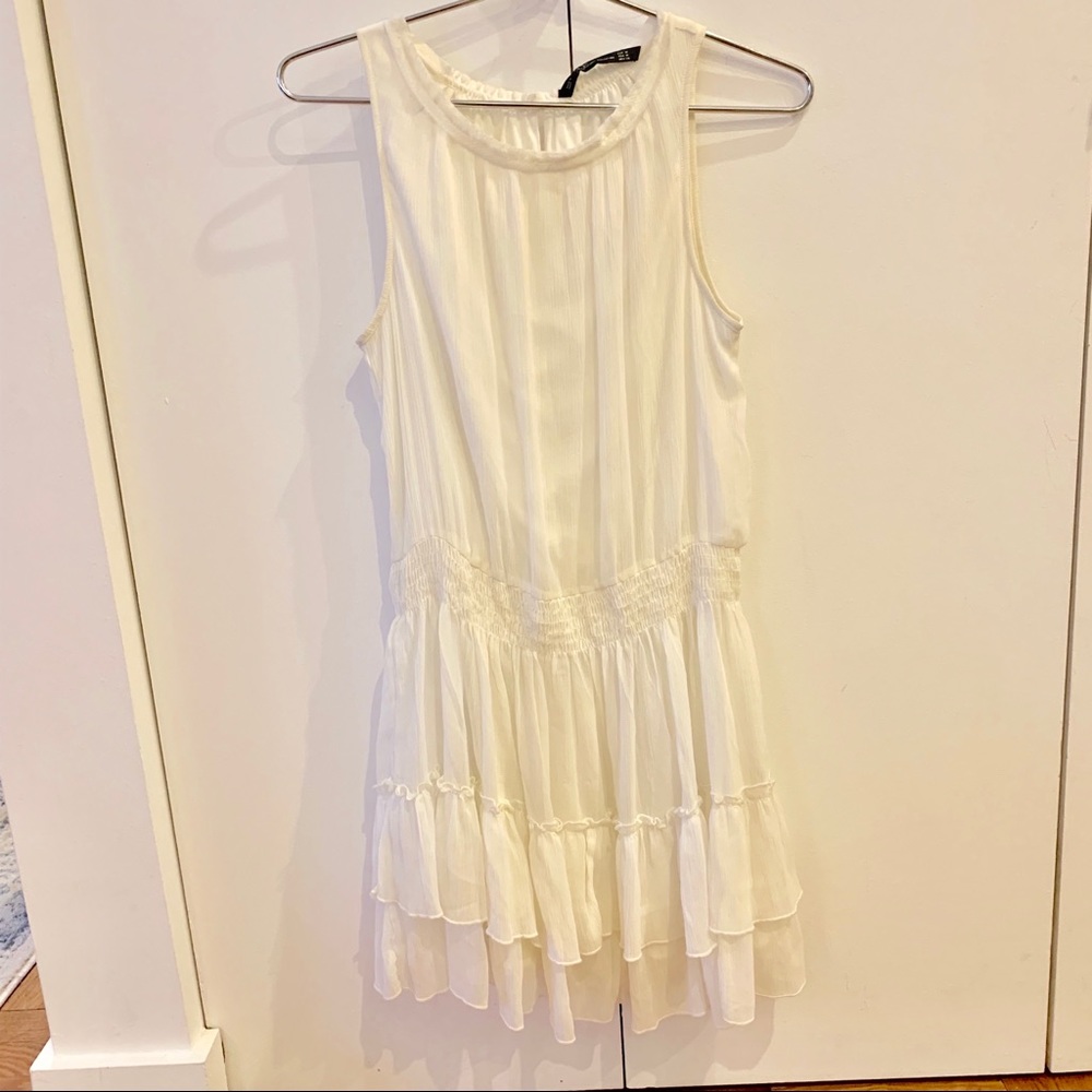 Zara white flounce dress